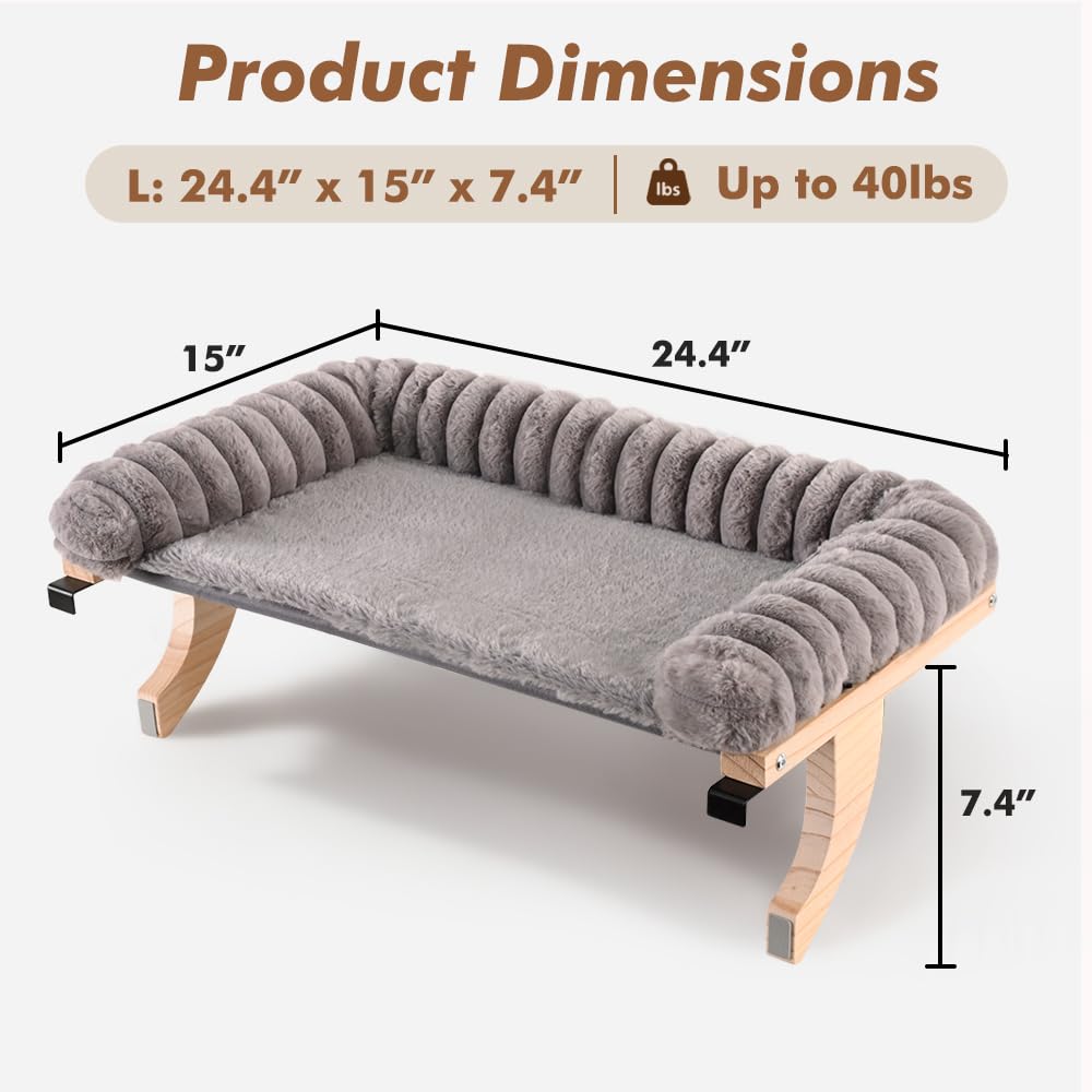 Valigogo cat window perch assembly demonstrates secure anchoring without suction cups