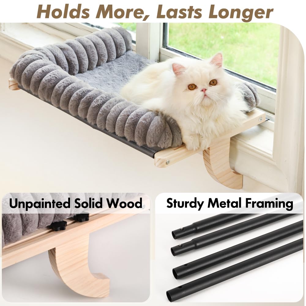 Valigogo cat window perch solid wood frame supports up to 40 lbs for larger cats