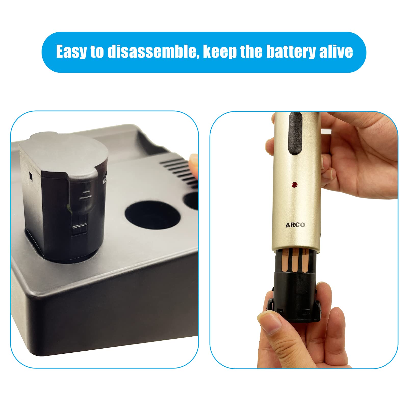 VALLNEI replacement battery pack open, two-pack convenience for uninterrupted sessions.