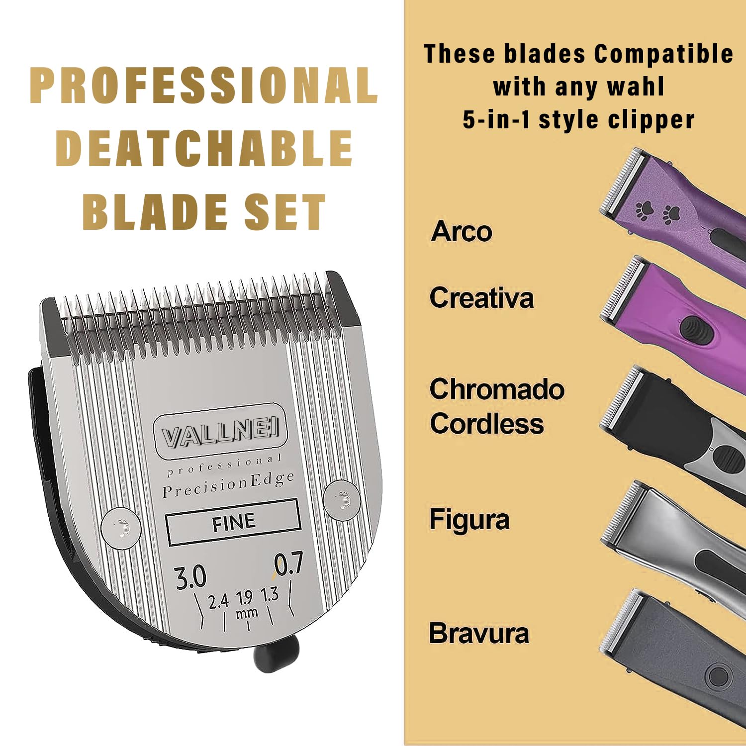 VALLNEI stainless steel blade materials closeup for durability