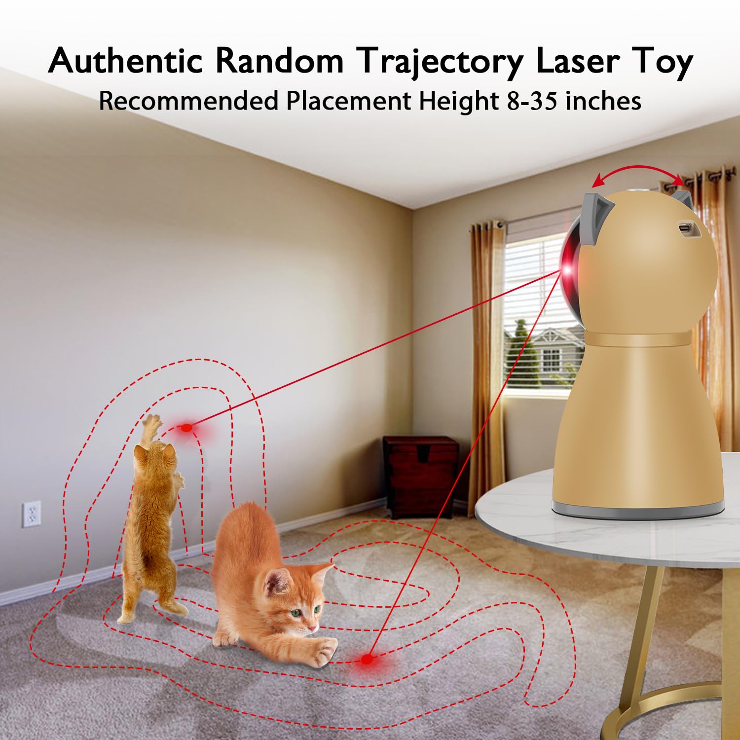 Valonii Interactive Cat Laser Toy dual motor control creates unpredictable movement for hunting play
