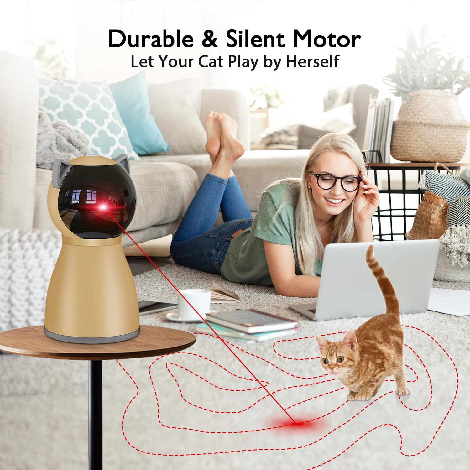 Valonii silent, durable motor keeps cats engaged without noise disruption