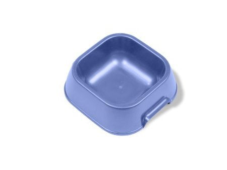Van Ness 16oz blue pet bowl side view, wide base reduces spills during meals