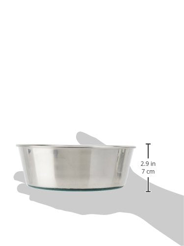 Van Ness bowl with bonded rubber base provides stability and spill reduction.