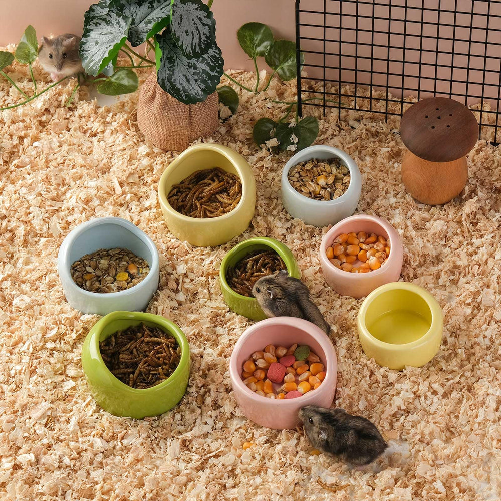 VanEnjoy ceramic hamster food bowl blue easy access for quick feeding