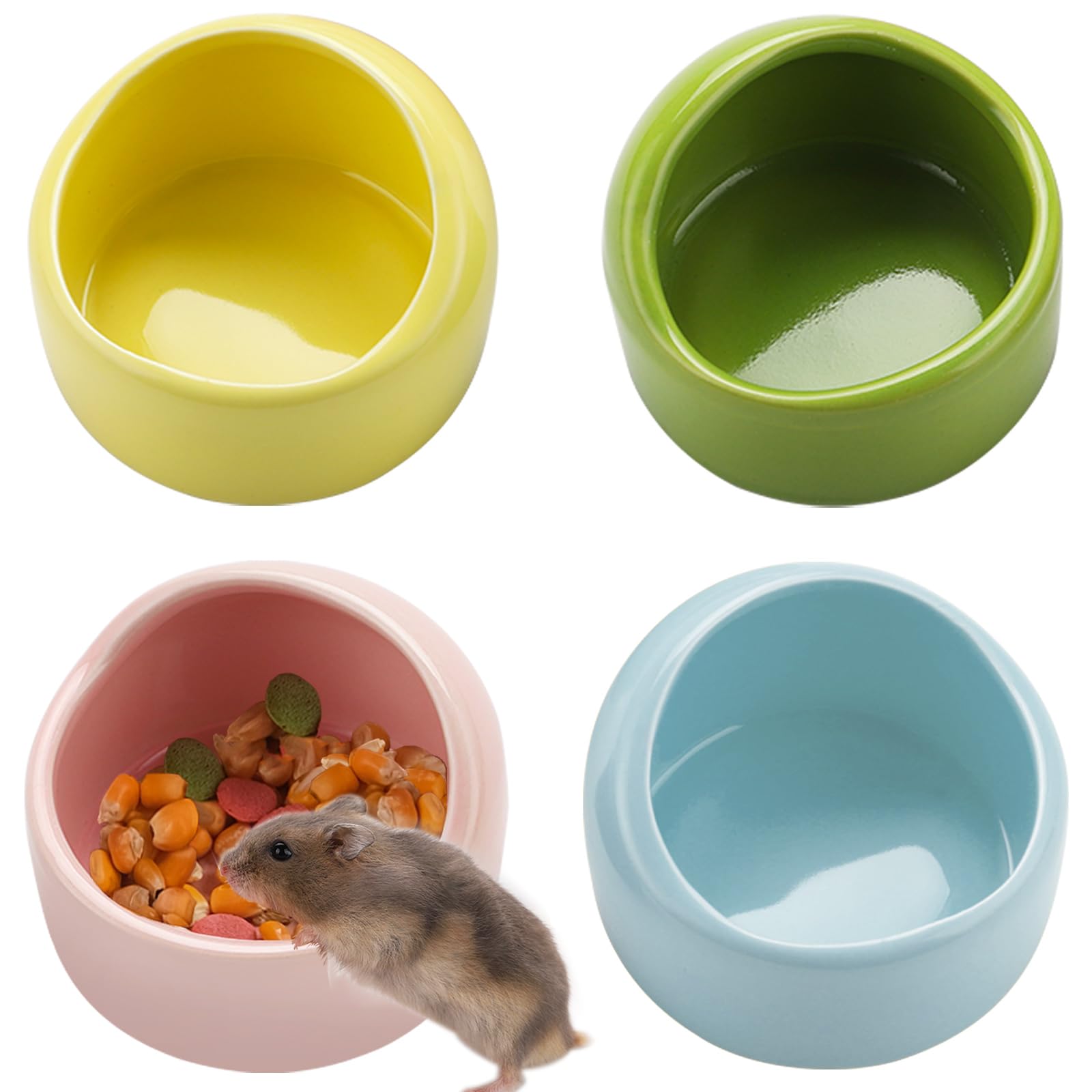 VanEnjoy ceramic hamster food bowl pink with spill-free edge for tidy cages