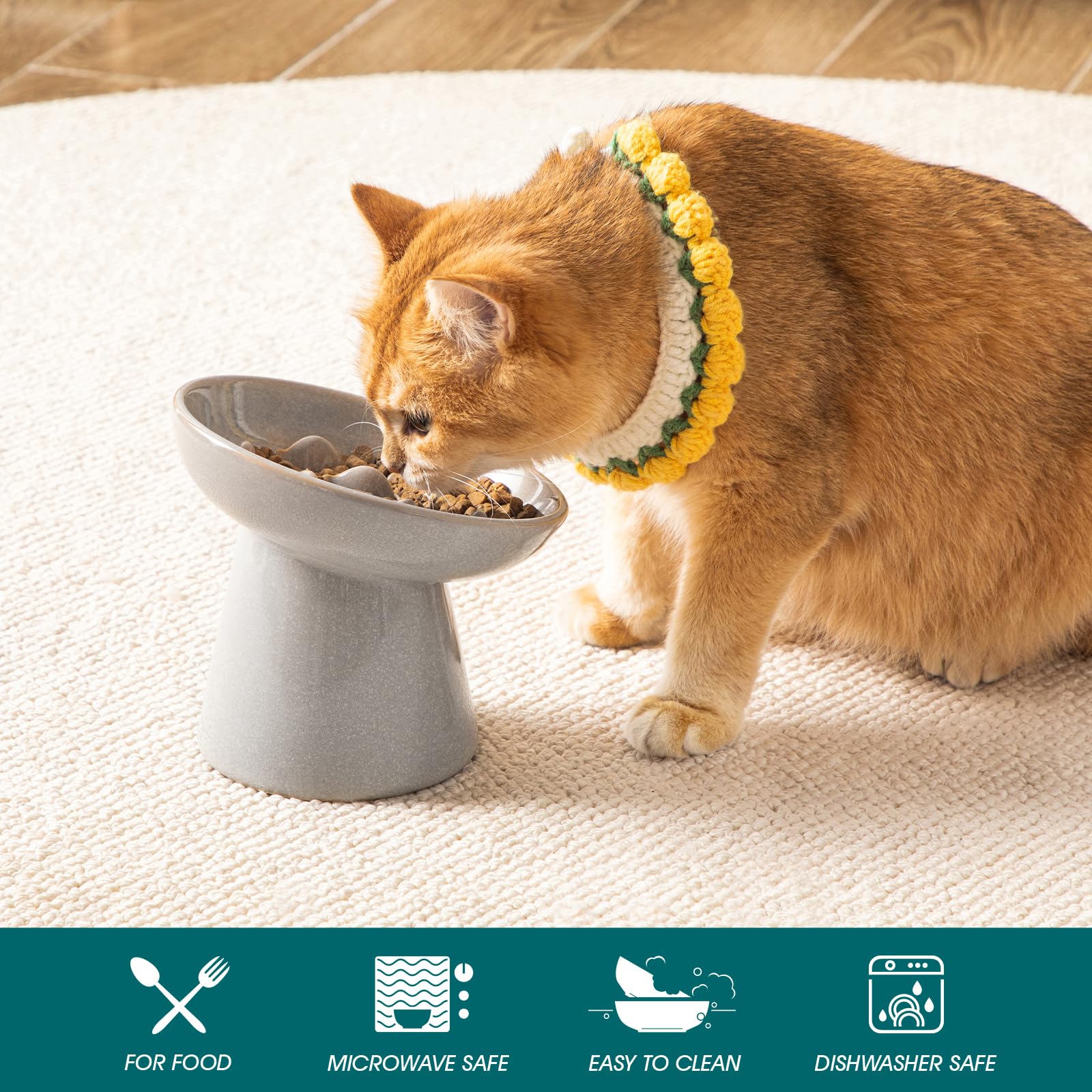 Vancasso ceramic slow feeder cat bowl anti-slip base keeps it stable