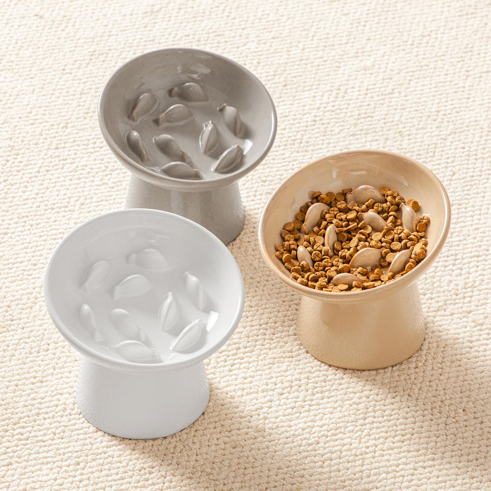 Vancasso ceramic slow feeder cat bowl easy to wipe clean after meals