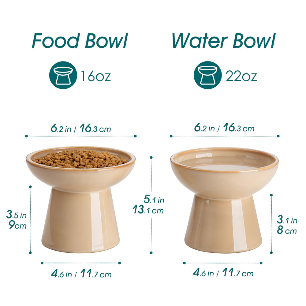 Vancasso elevated cat bowls food bowl close-up showing portion control.