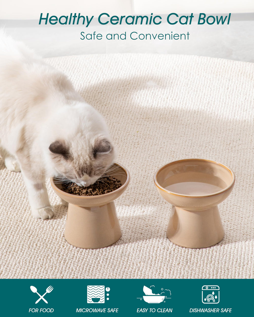 Vancasso elevated cat bowls water bowl wide-mouth view encouraging hydration.