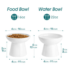 Vancasso elevated cat bowls angled view—visualizes the 5.1 inch height for comfortable feeding.