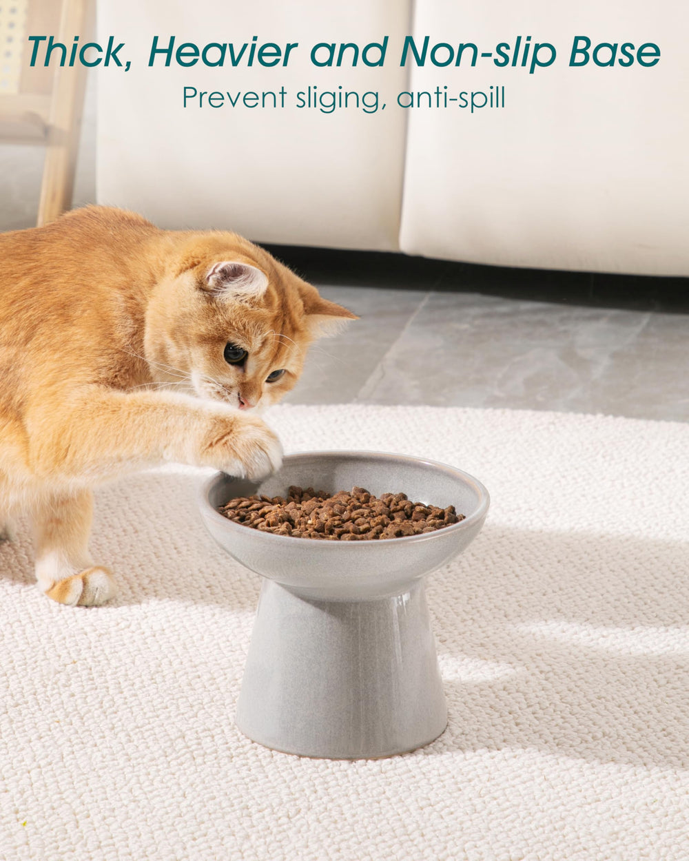 Vancasso elevated cat bowls ceramic grey - lead- and cadmium-free for safe mealtime
