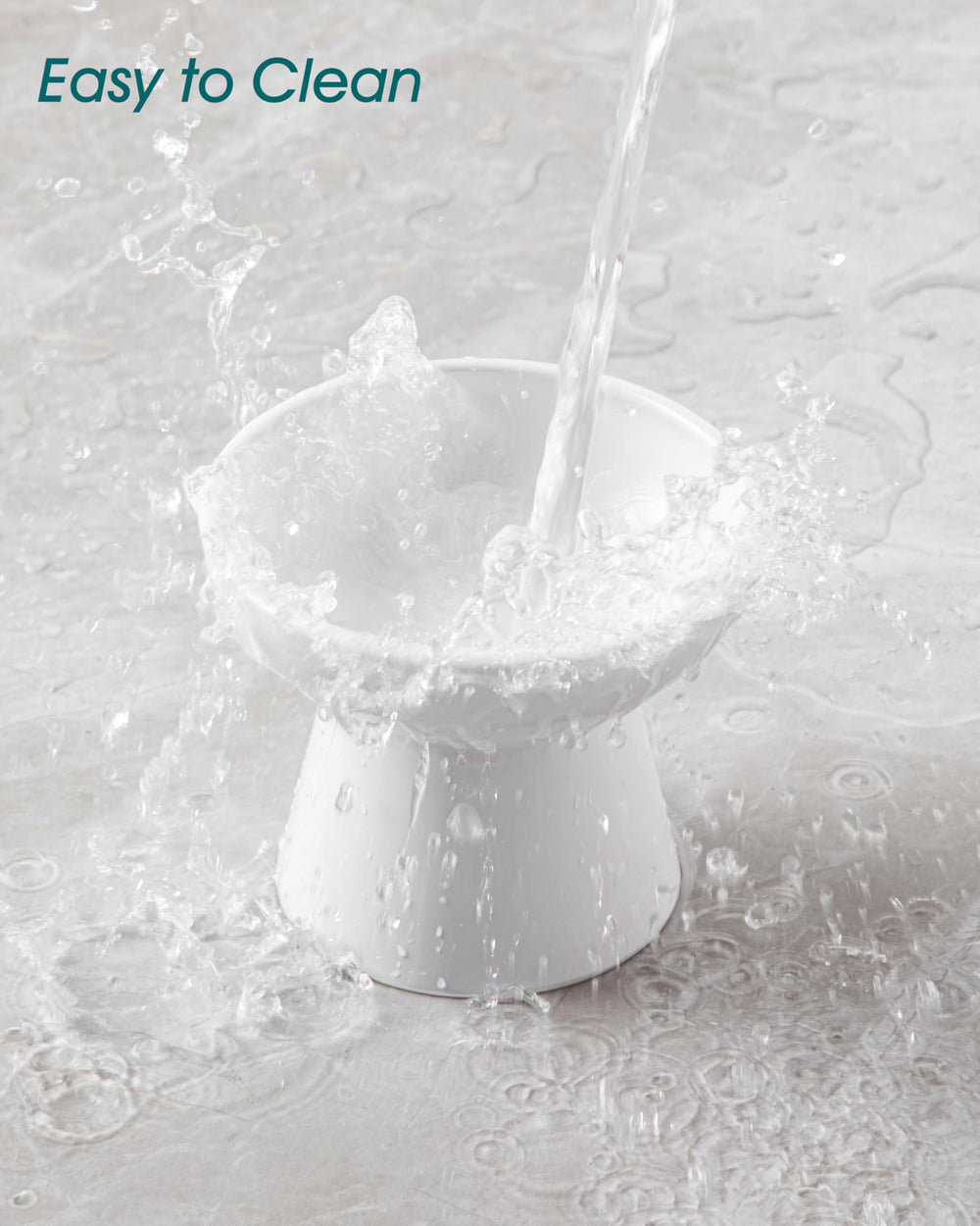 Vancasso elevated cat bowls cleaning ceramic—non-porous surface resists odors and stains.