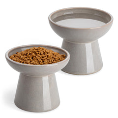 Vancasso elevated cat bowls dual bowl set grey - balanced meals with ergonomic height