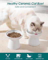 Vancasso elevated cat bowls porcelain closeup—durable ceramic that stays clean and odor-free.