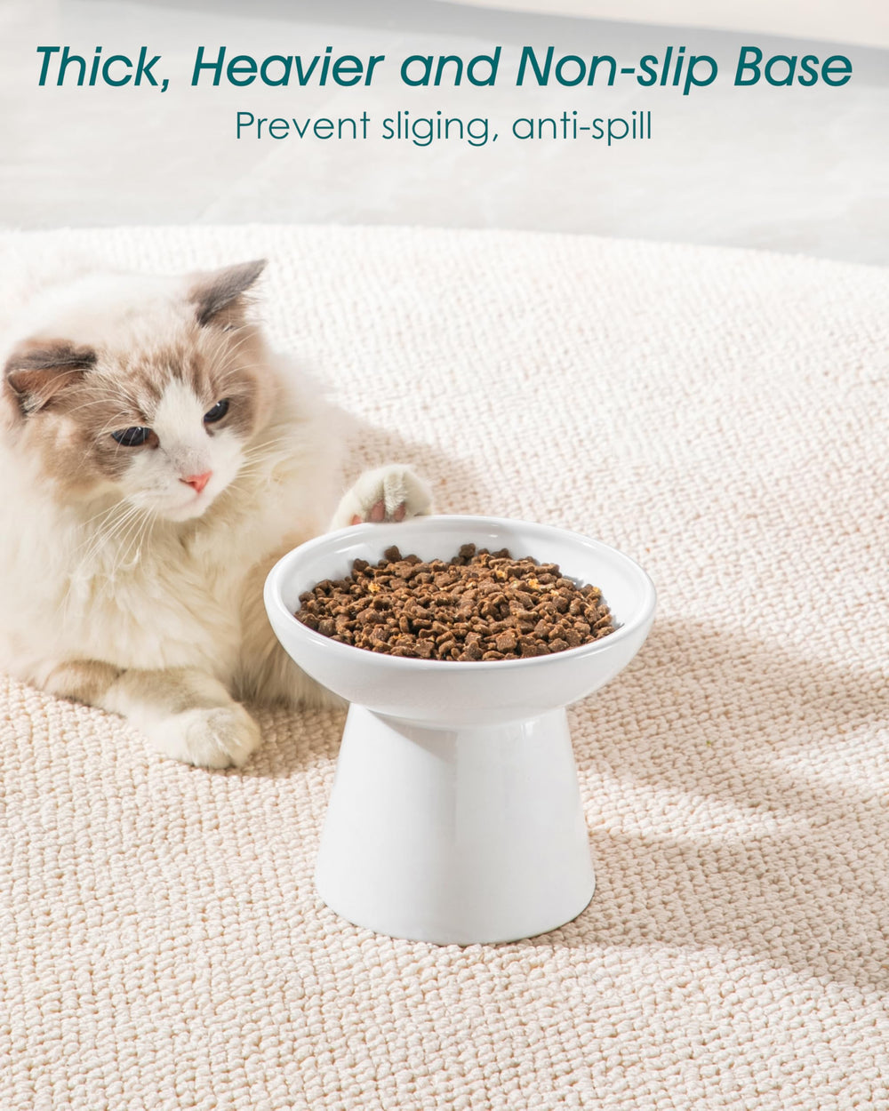 Vancasso elevated cat bowls water bowl—deeper bowl design for steady hydration.