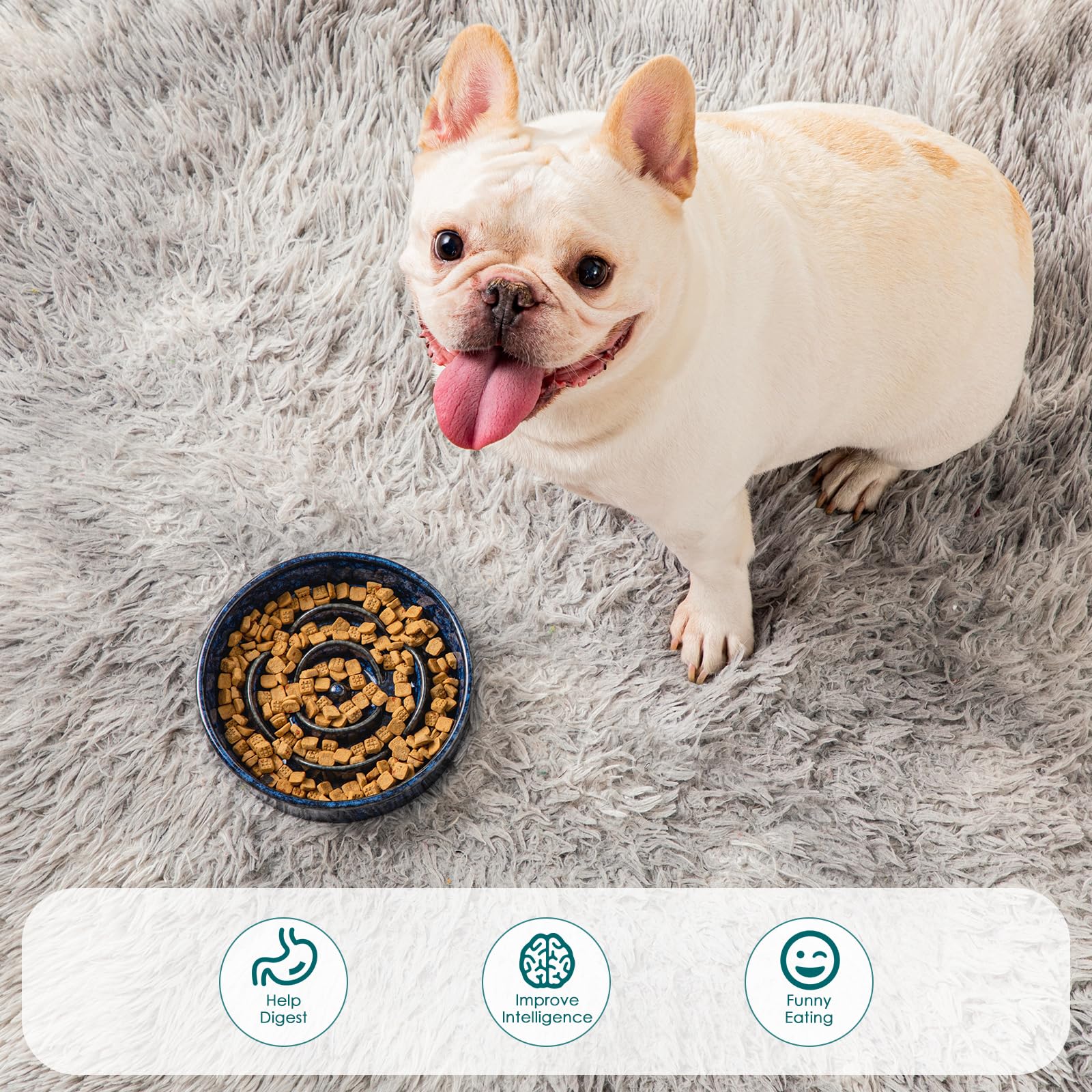 Vancasso non-slip bottom blue bowl demonstrates stable dining during meals.