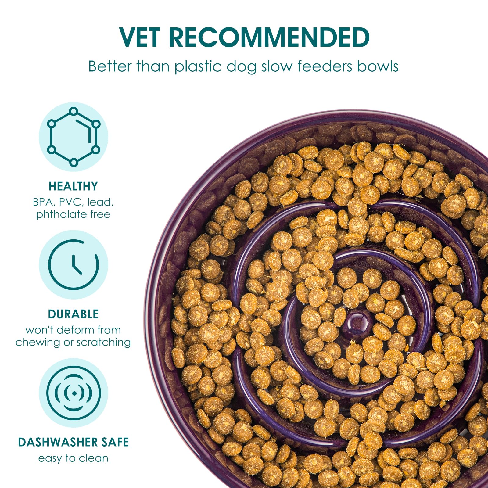 Vancasso ceramic bowl with ridges slows eating while reducing gulping.