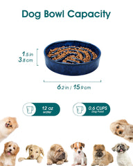 Vancasso slow feeder bowl blue ceramic close-up shows durable glaze