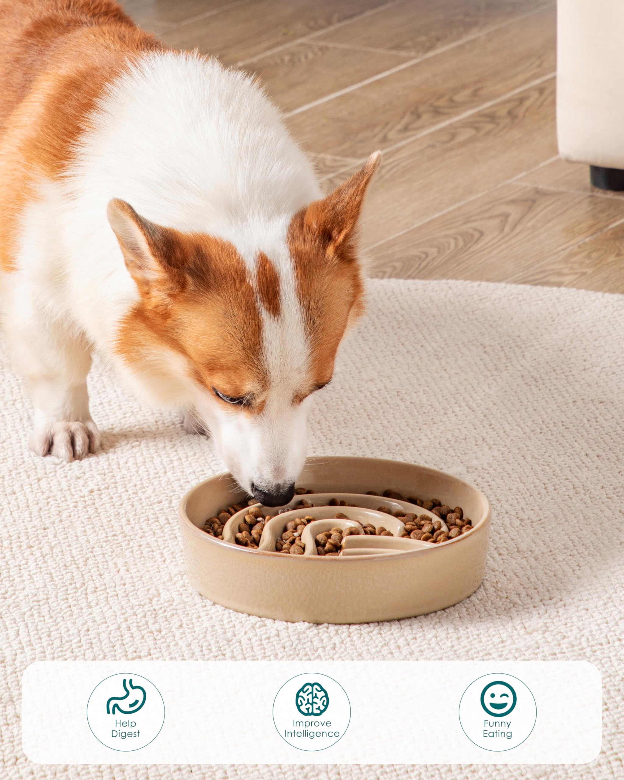 Vancasso slow-feeder-bowl brown color adds warm, robust appeal for daily use.