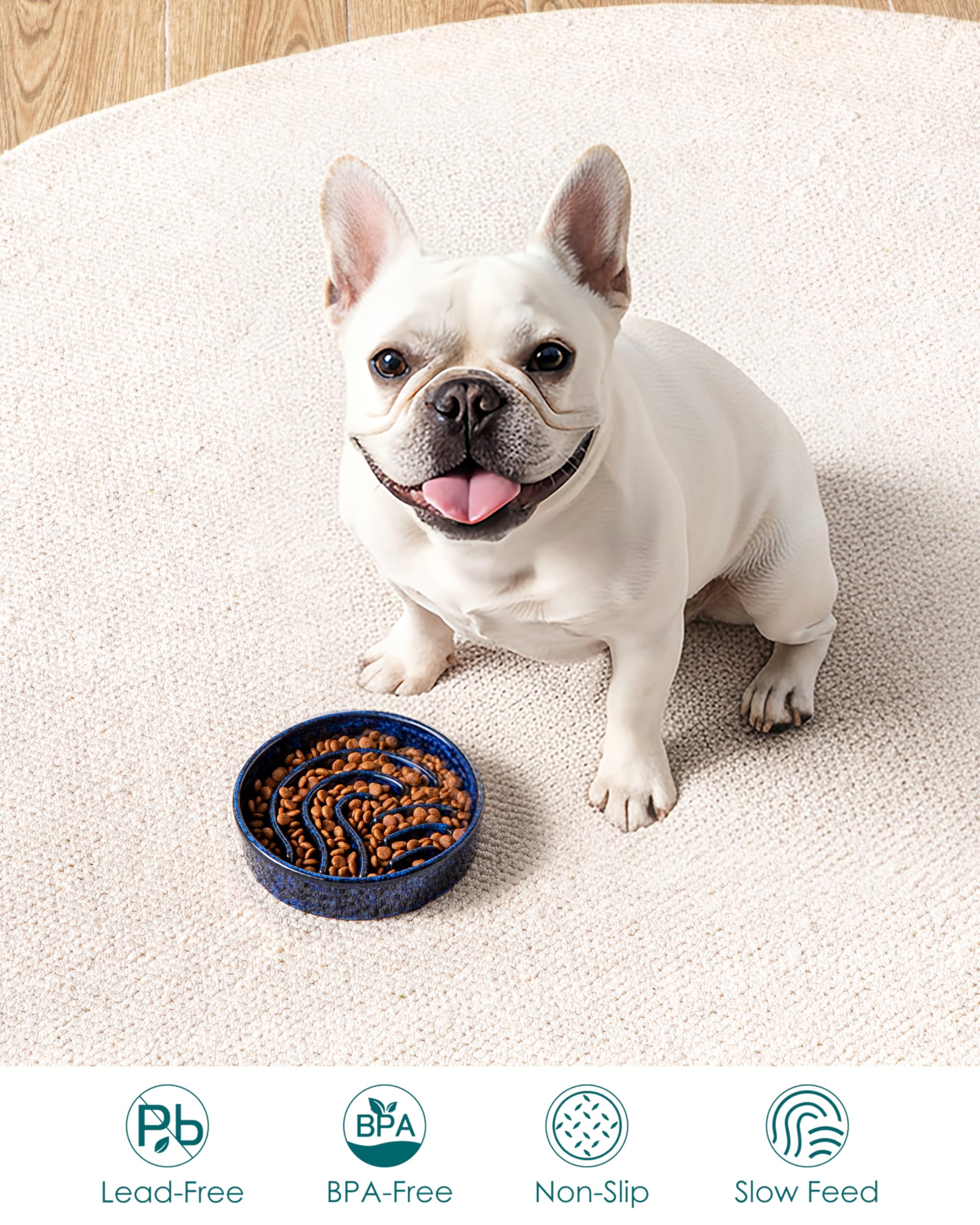 Vancasso slow feeder bowl with non-slip pads stays steady