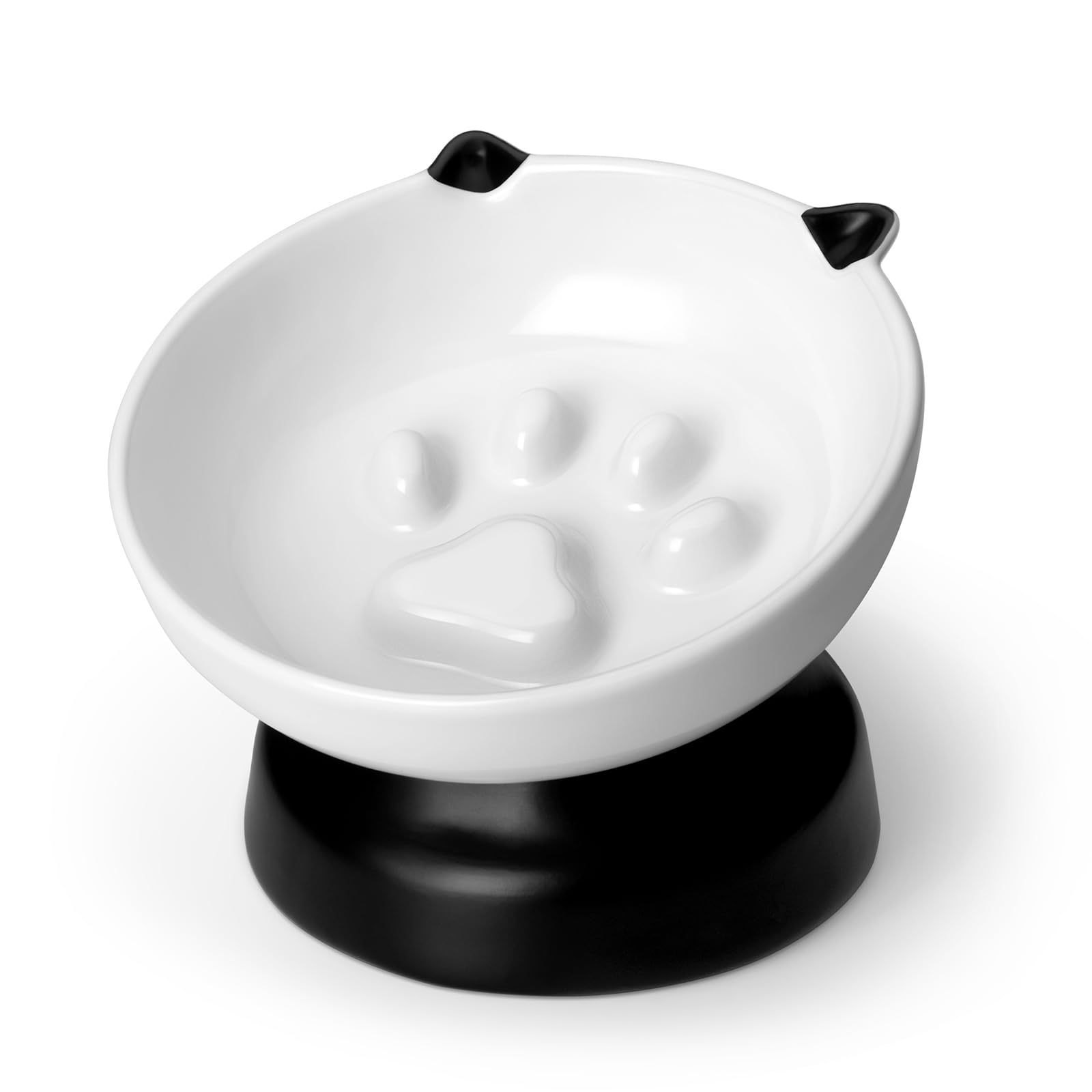Vancasso slow feeder bowl with raised base for ergonomic feeding posture.
