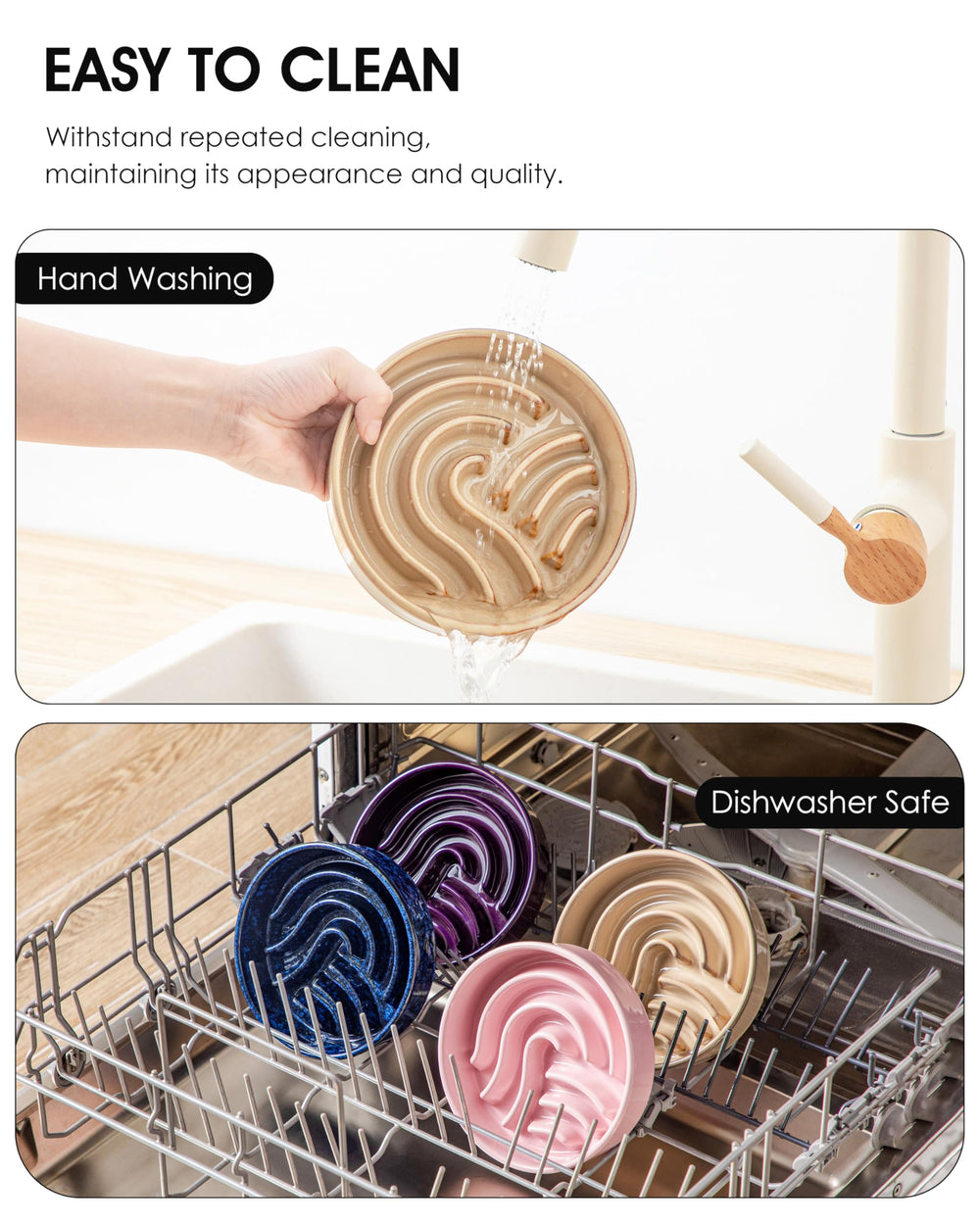 Vancasso ceramic bowl withstands chew-friendly households with hygienic glaze.