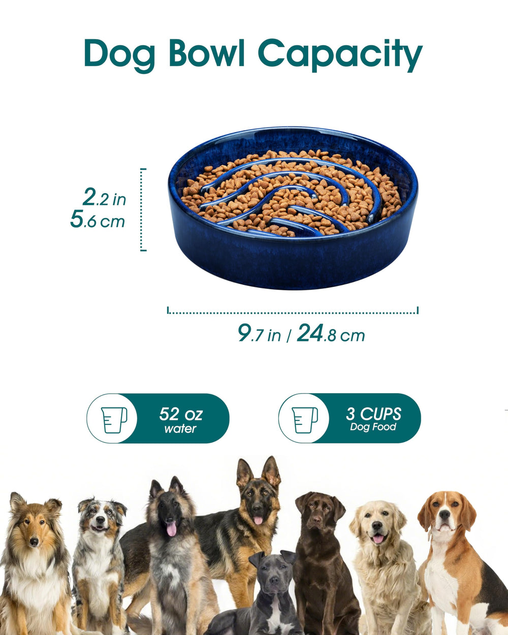 Vancasso slow feeder bowl blue highlights maze design that slows fast eaters for mindful meals.