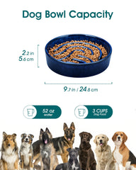 Vancasso slow feeder bowl blue highlights maze design that slows fast eaters for mindful meals.