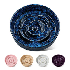 Vancasso slow-feeder dog bowl blue top view shows compact design for small pets.