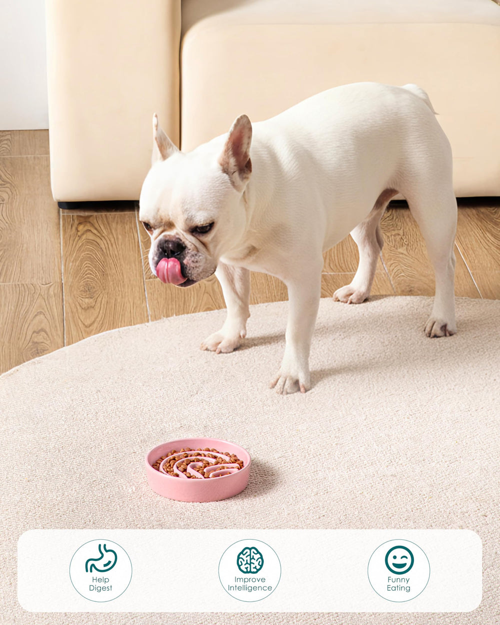 vancasso slow feeder dog bowl pink seamless glaze is easy to wipe clean