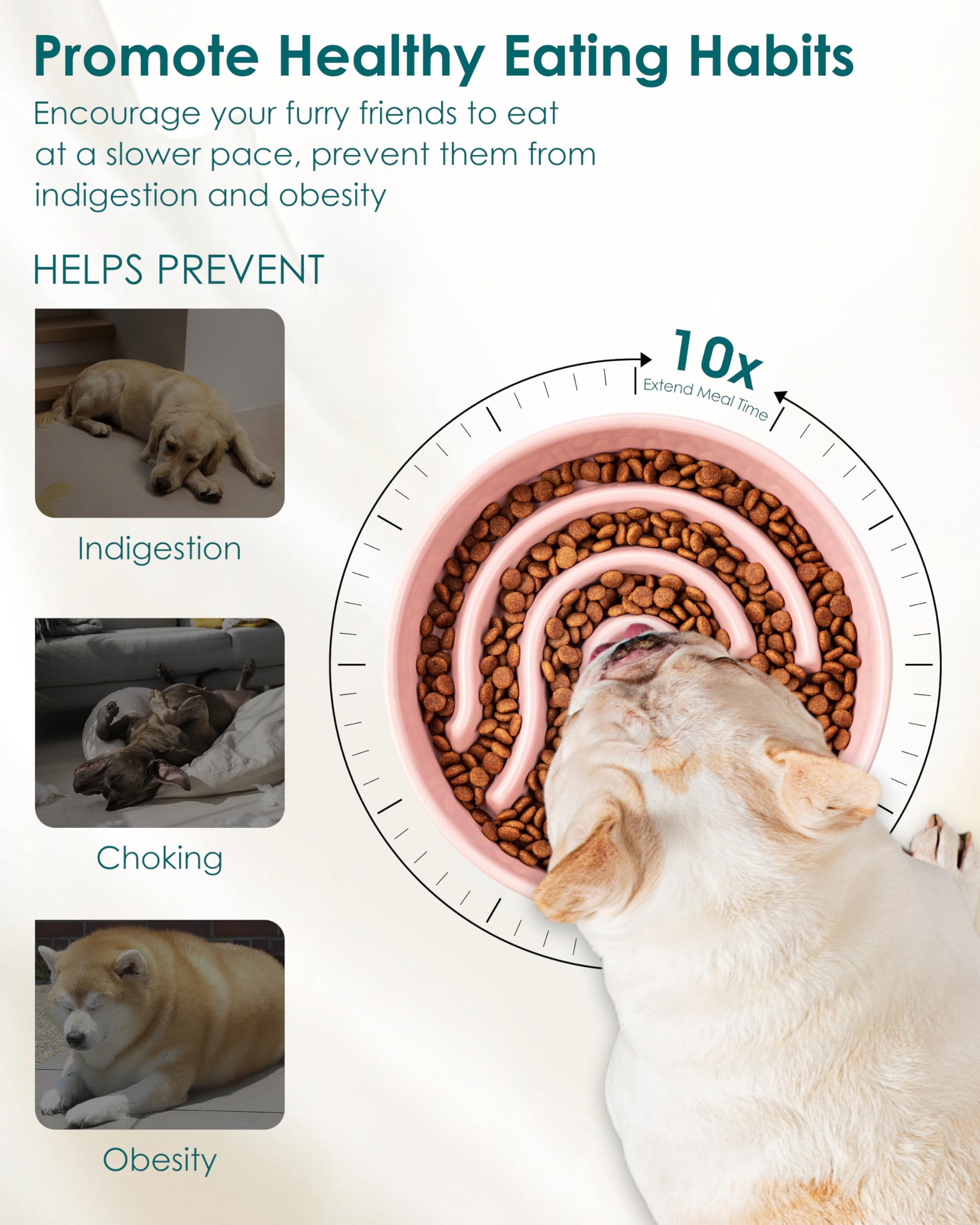 vancasso slow feeder dog bowl pink maze detail demonstrates engaging feeding puzzle