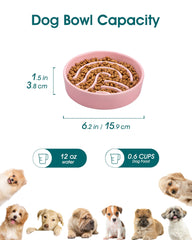 vancasso slow feeder dog bowl pink side view highlights its low center of gravity