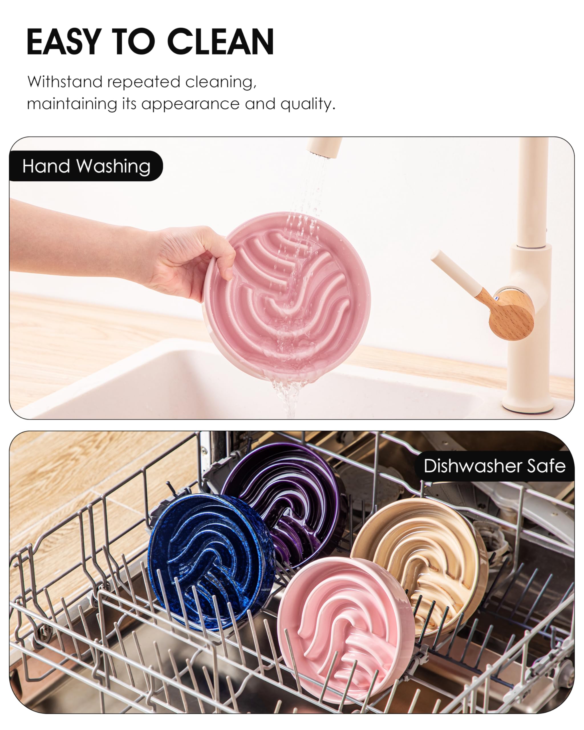 vancasso slow feeder dog bowl pink 0.6 cup size ideal for tiny dogs