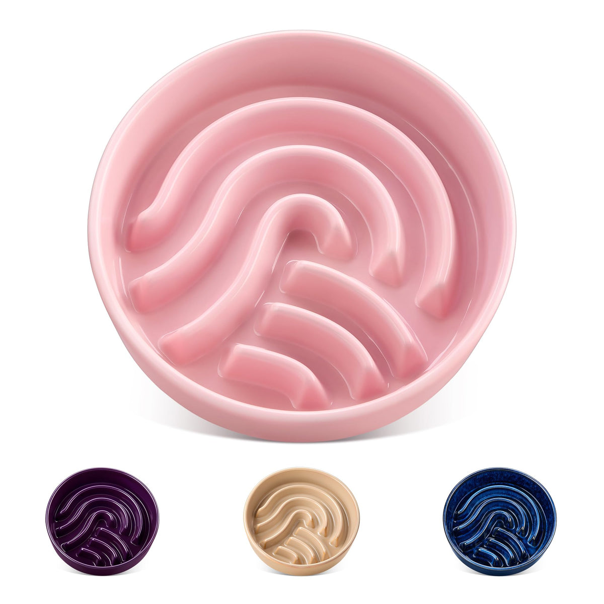 vancasso slow feeder dog bowl pink top view shows stable design for relaxed feeding