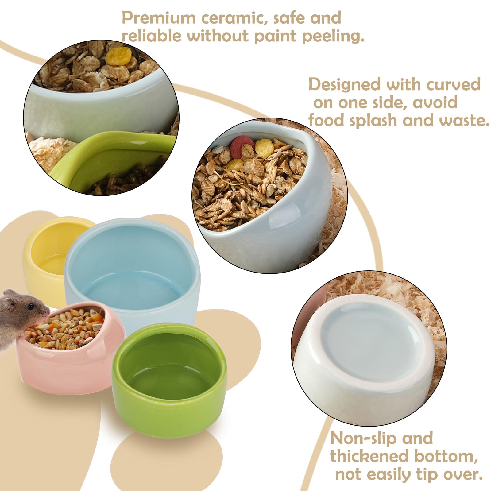 VanEnjoy 4-pack bowls arranged for food, water, or treats in a cage.