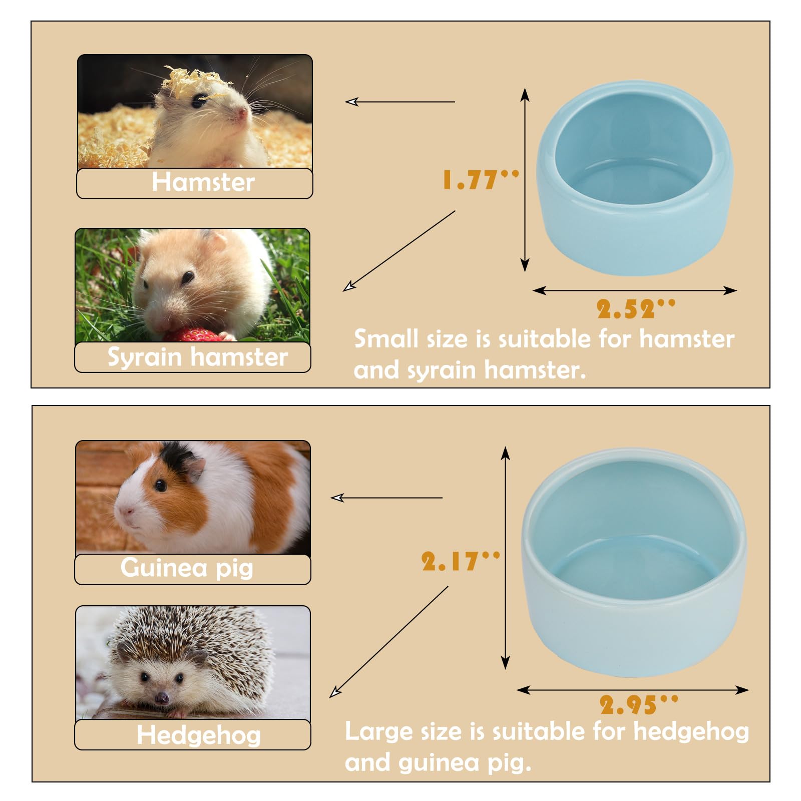 VanEnjoy ceramic hamster bowl blue, stable no-spill design keeps the cage tidy.