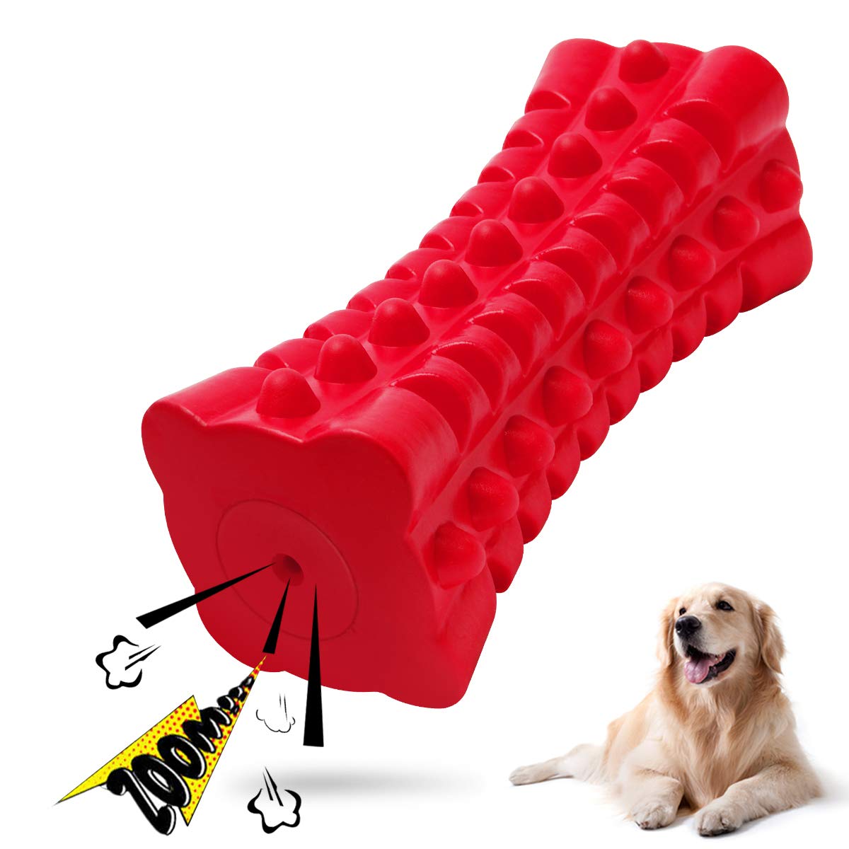 VANFINE Indestructible Squeaky Dog Toy close-up rubber texture for durable chewing