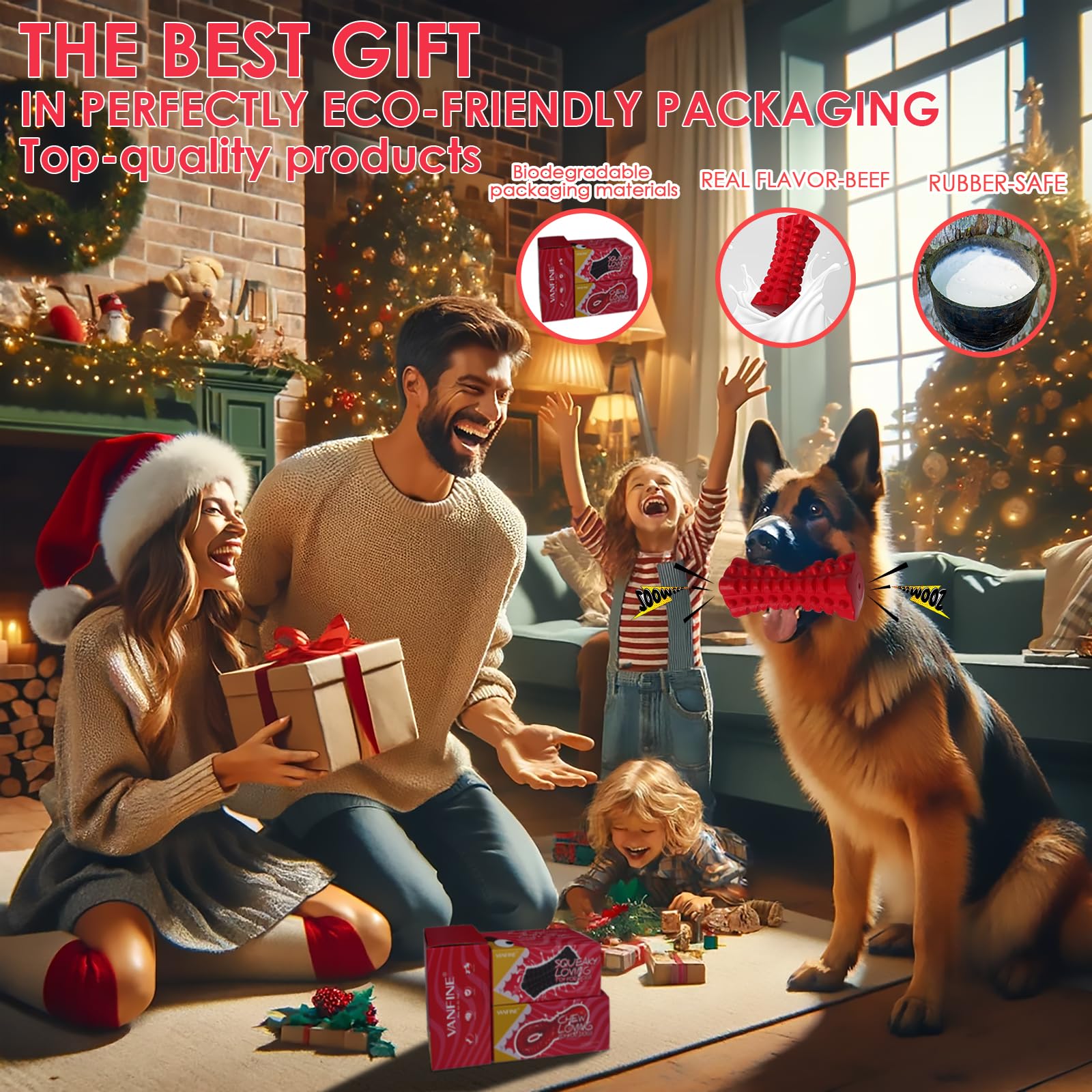 VANFINE Indestructible Squeaky Dog Toy indoor play keeps dogs engaged