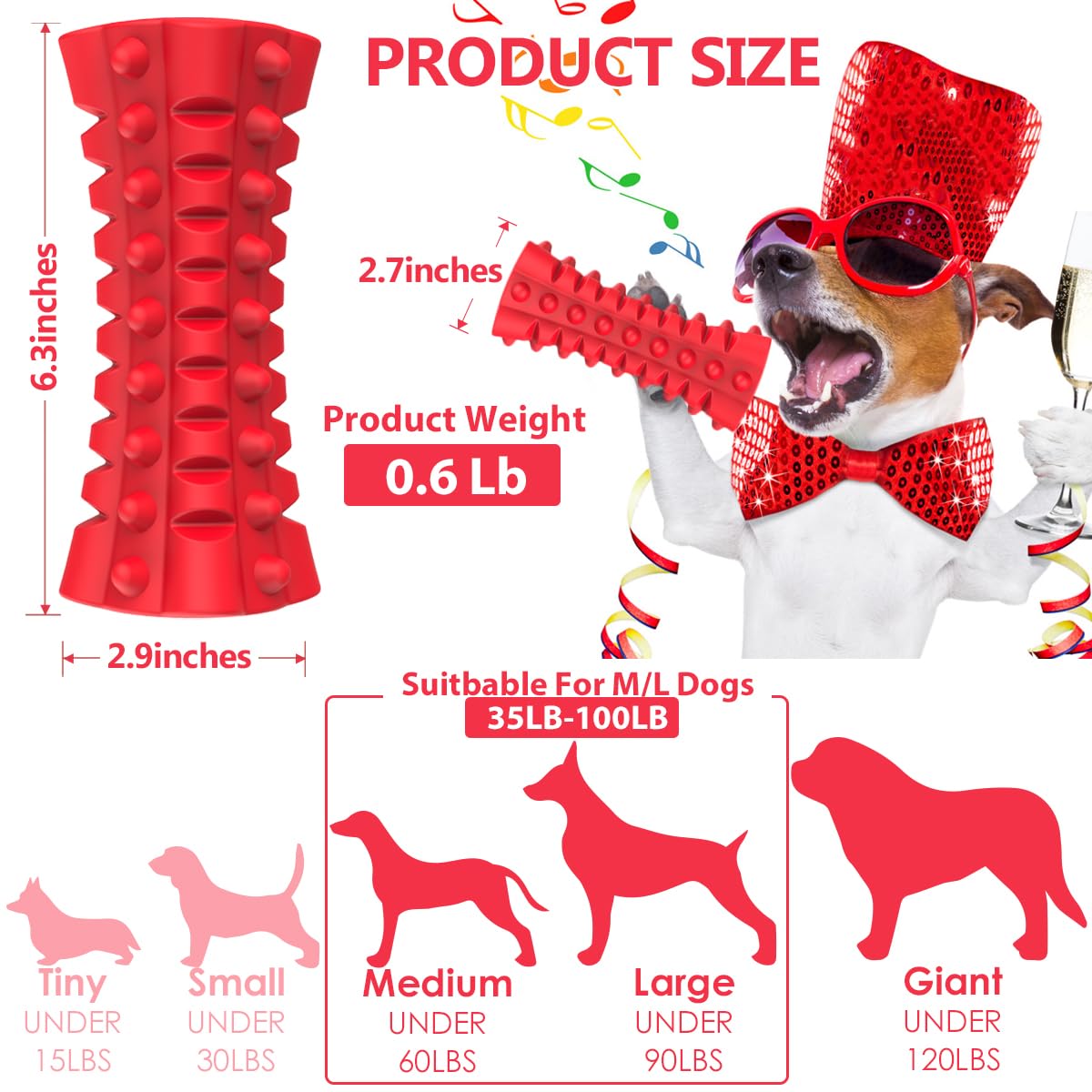 VANFINE Indestructible Squeaky Dog Toy squeaker visible for interactive play