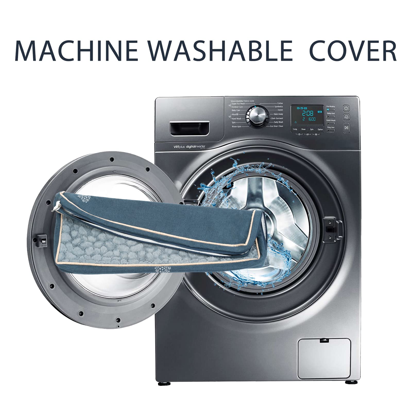 VANKEAN navy x-large crate pad fits a big dog in a roomy crate.