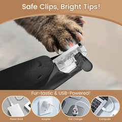 Vankoo dual LED quick-detection lights illuminate nails and dense fur.