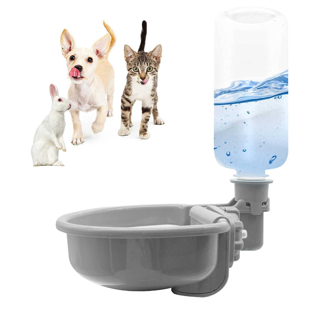 Vannon 16oz pet water bottle outside cage providing gravity-fed hydration for small pets