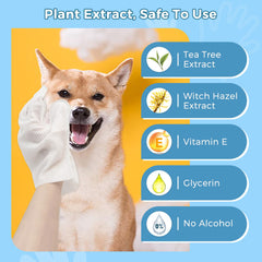 Vannon glove wipes on dog coat closeup highlighting gentle, full-body cleaning.