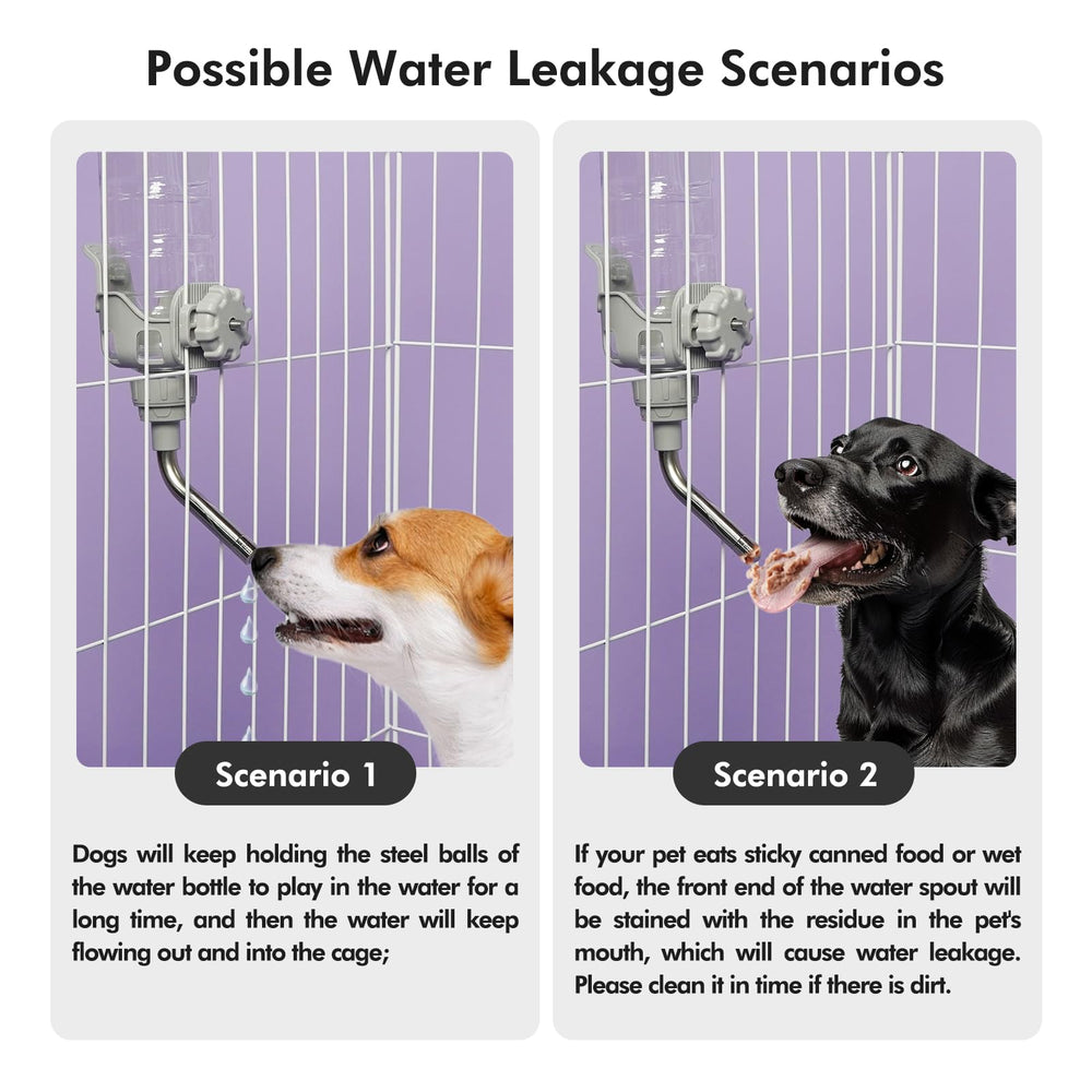 Vannon water dispenser mounted in cage for crate-friendly hydration