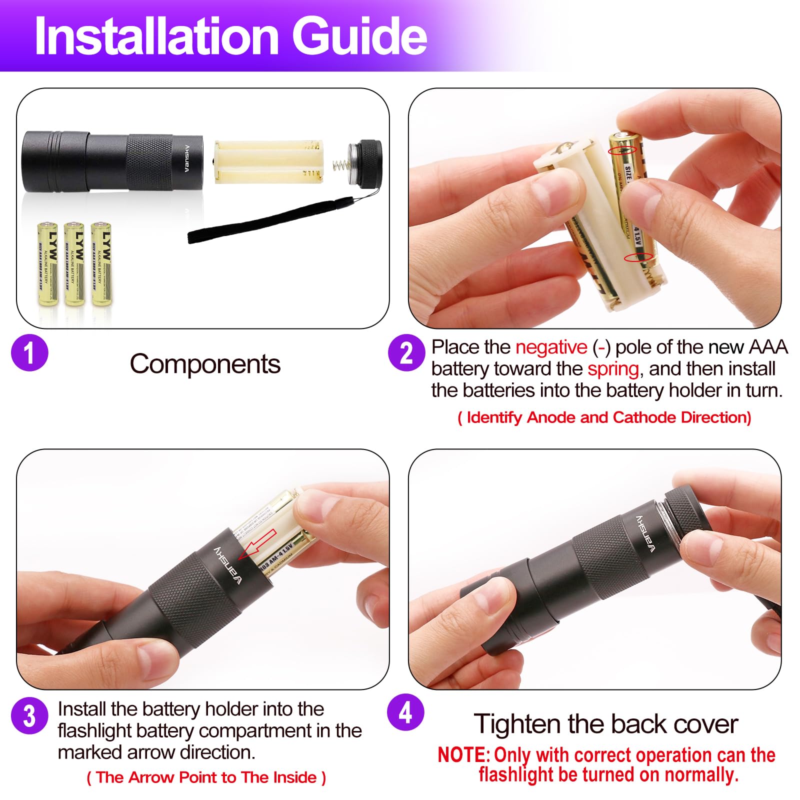 Vansky included 3 AAA batteries ensure immediate, ready-to-use spot checks