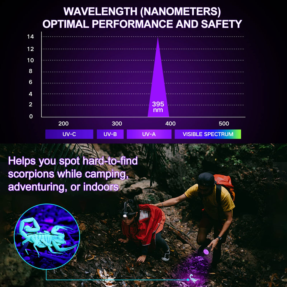 Vansky compact pocket-size UV flashlight fits in hand, bag, or glove box.