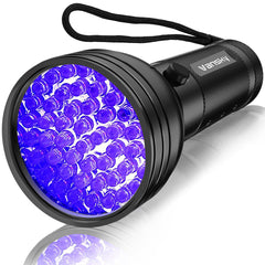 Vansky UV flashlight with 51 LEDs in compact design for on-the-go stain detection.