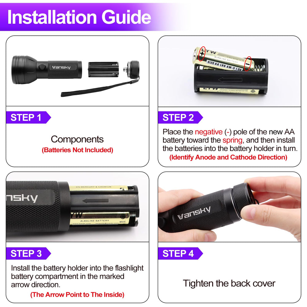 Vansky UV flashlight with 51 LEDs offers long life.