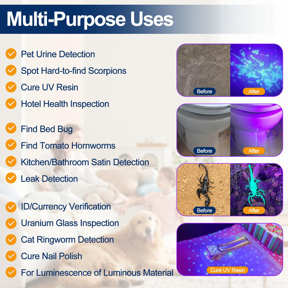 Vansky UV flashlight highlights dog and cat urine in dim light